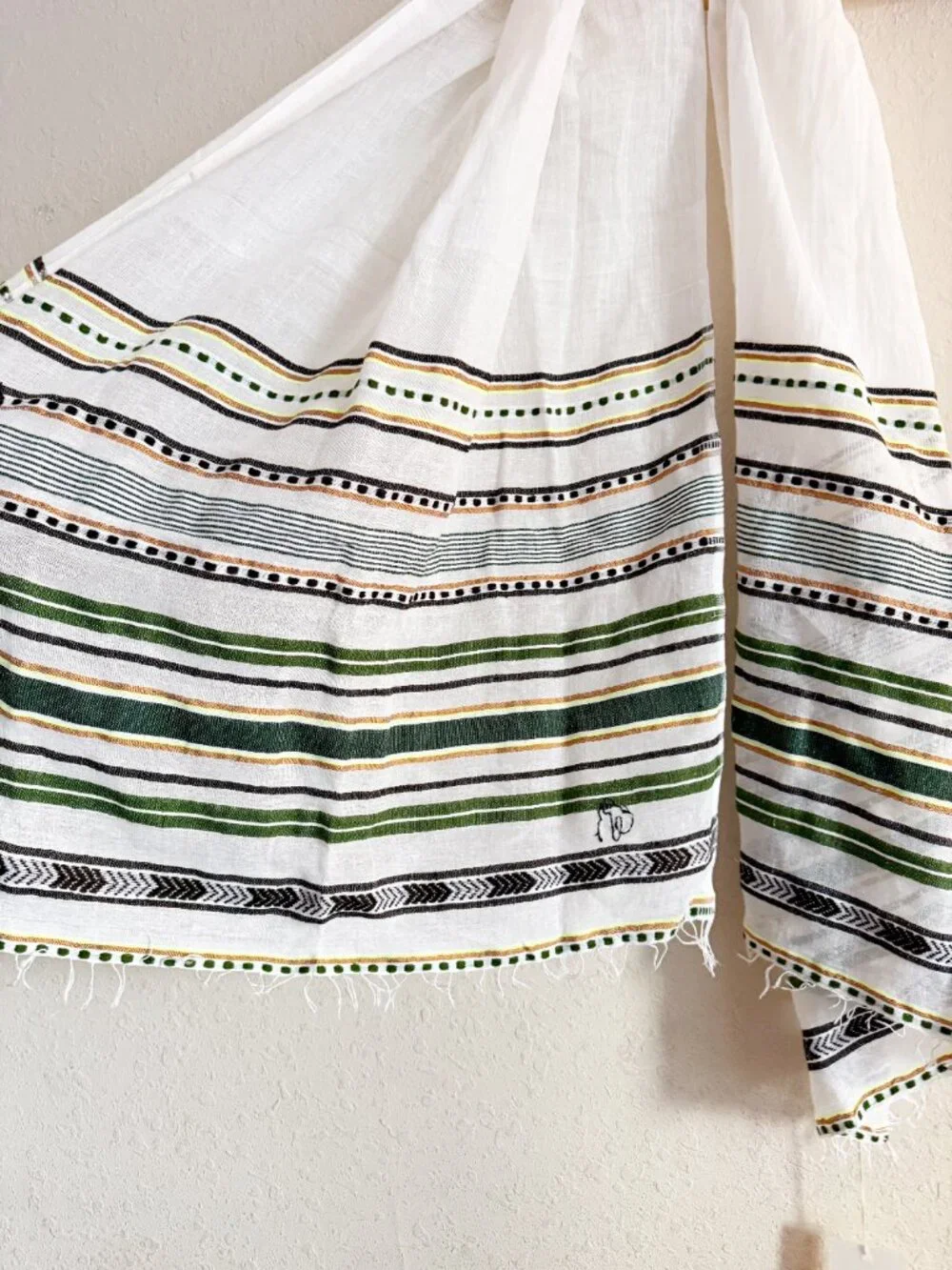 Lemlem One and Only Stripe Green Printed Scarf